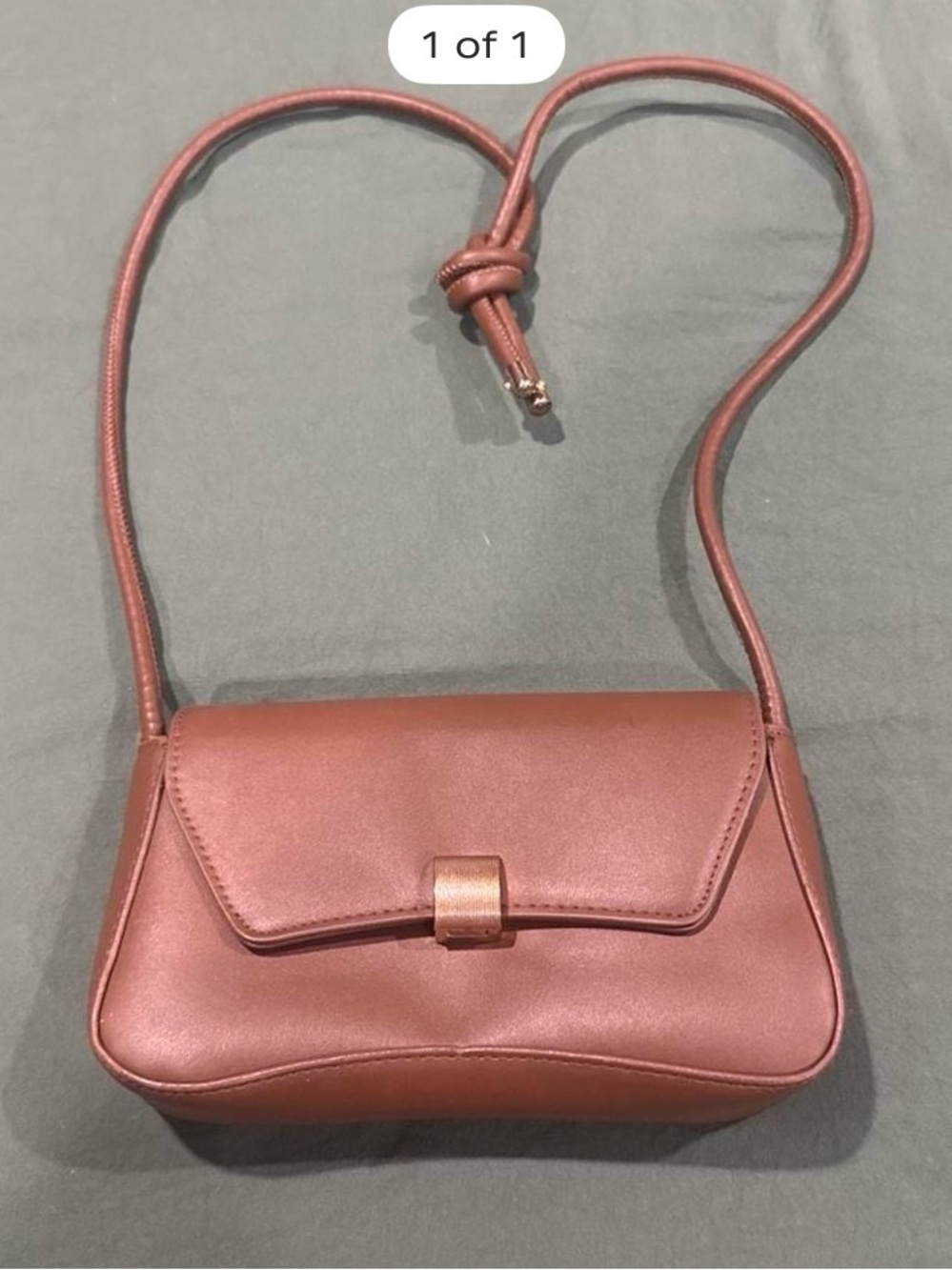 Womens Leather Crossbody Bag in Mauve Brown